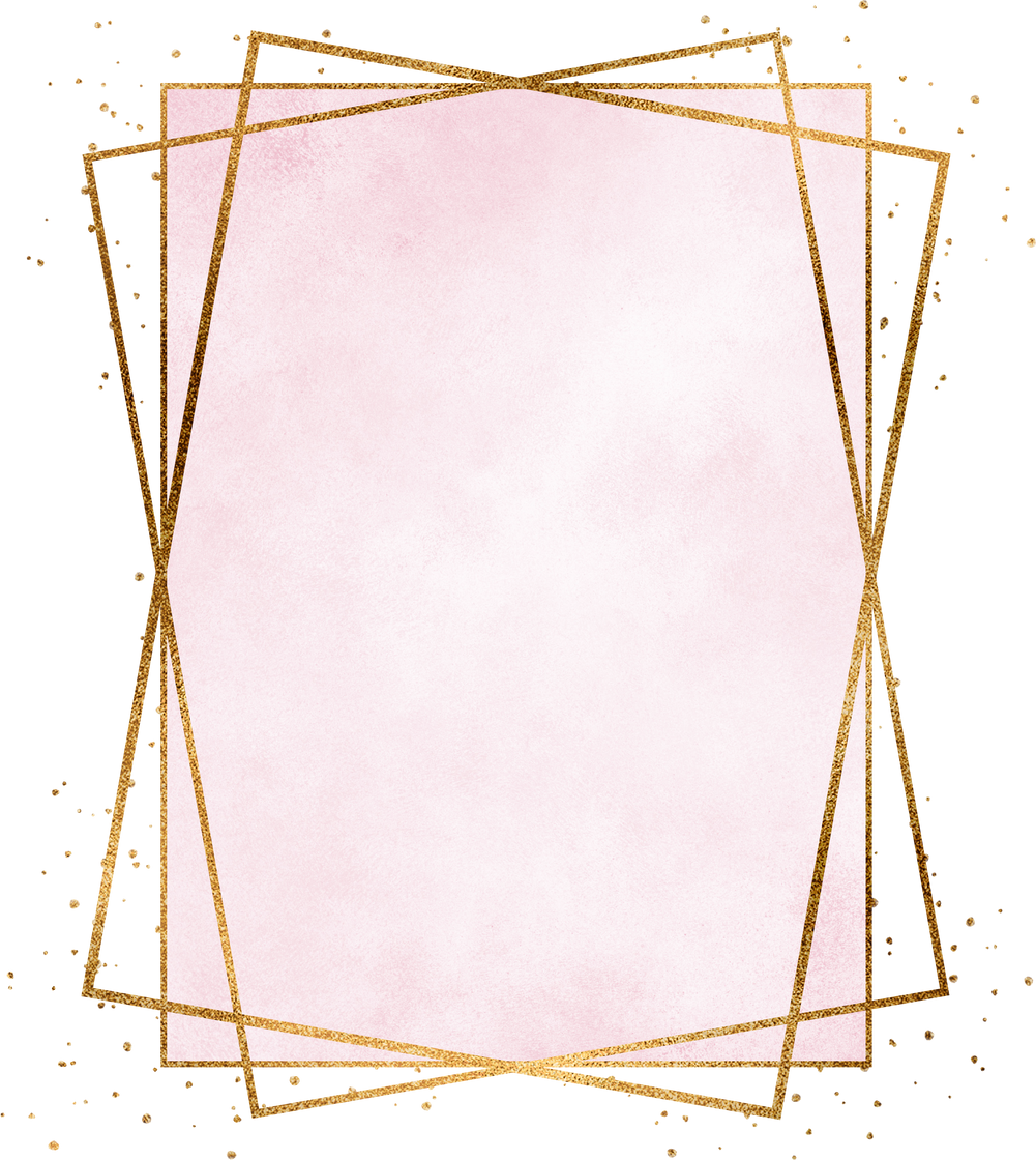 Gold Frame With Pink Watercolor Background