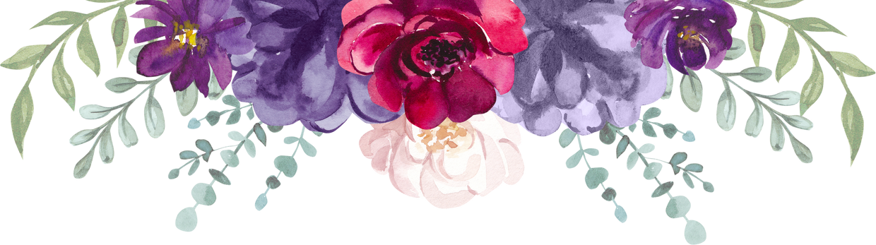 Purple flower frame watercolor daisy eucalyptus botanical